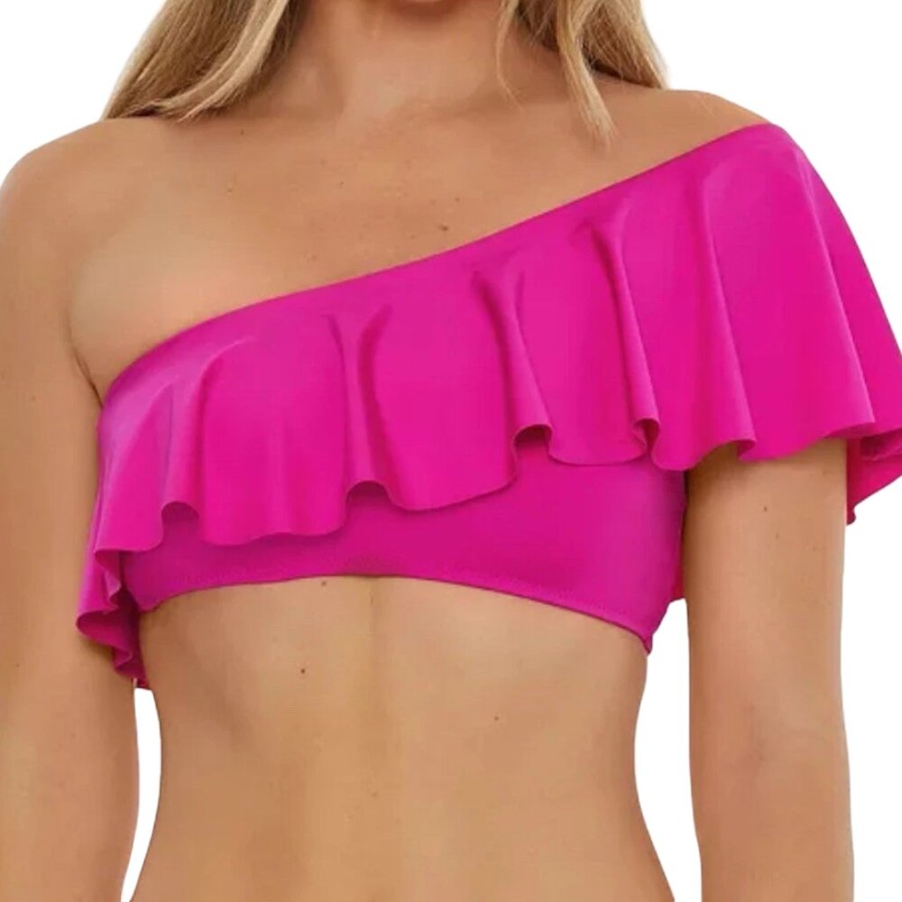 Trina Turk Monaco One-Shoulder Ruffle Bikini Top